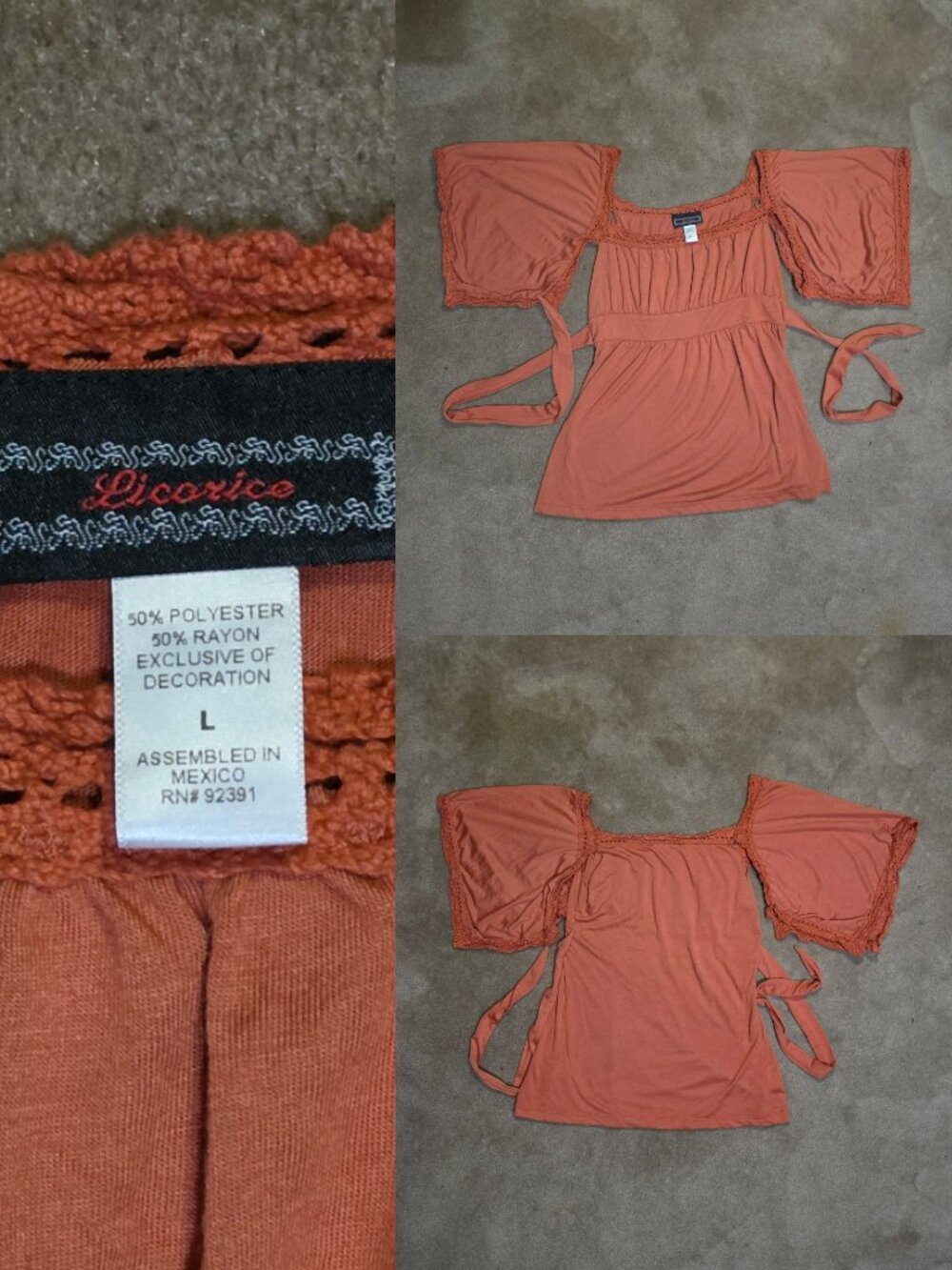 Kids Maroon Drap Blouse by Licorice Sz Lg 10/12